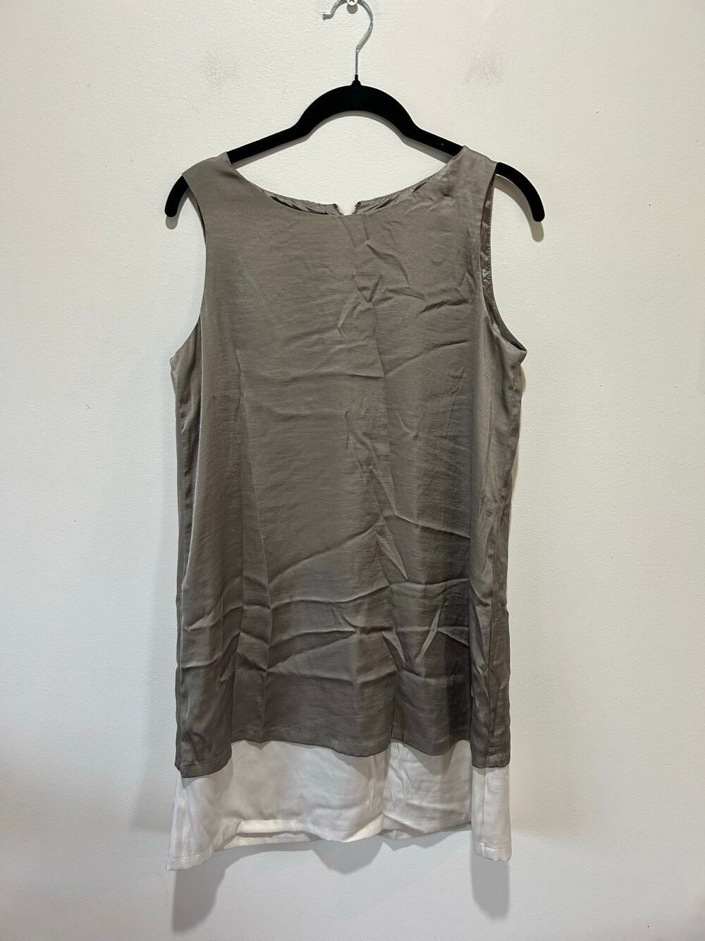 Mango silky top womens S grey tunic sleeveless office workwear lagenlook